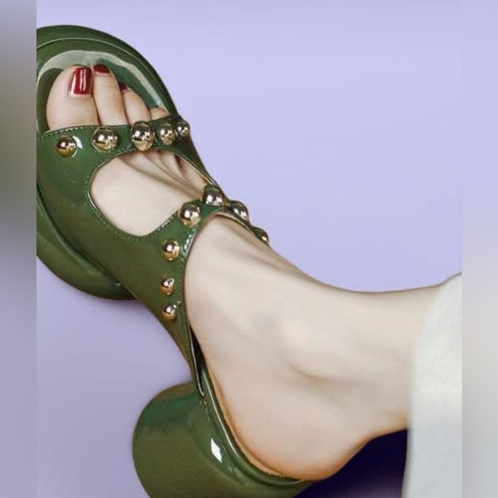 Green and Gold Platform Shoes